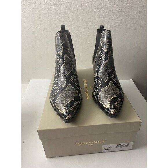 Marc Fisher Ltd Black White Snake Print Yale Chelsea Booties Boots Sz 8 NEW $199 - Picture 6 of 11